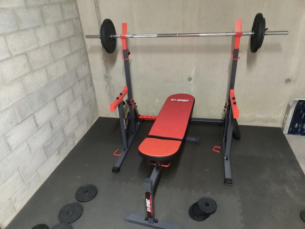 Bench + statief + curl, Sport en Fitness, Ophalen, Zo goed als nieuw, Benen