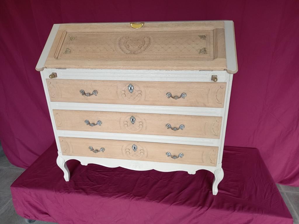 Ancien secrétaire en chêne aerogommer et relooké, Maison & Meubles, Enlèvement, Chêne