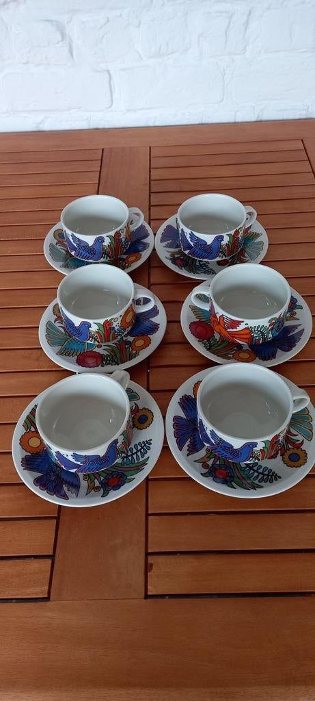Lot 6 koffie tassen en onderborden Villeroy &Boch, Antiek en Kunst, Ophalen