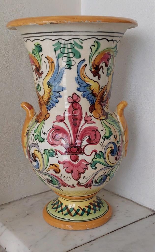 Antieke Majolica vaas, Antiek en Kunst, Antiek | Vazen, Ophalen