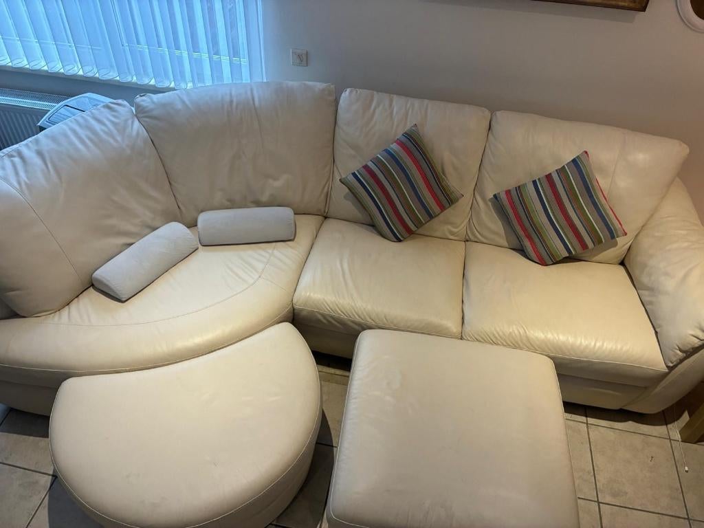 Lederen salon, Huis en Inrichting, Zetels | Complete zithoeken, Ophalen, Gebruikt, Leer