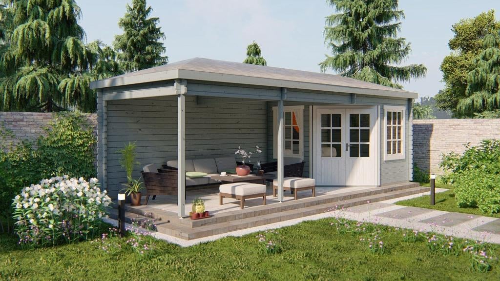 Blokhut - Tuinhuis Bertil | 44 mm | vuren onbehandeld, Verzenden, Nieuw