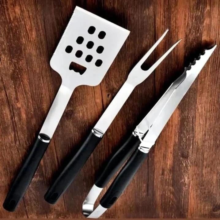 Stalen barbecuegereedschapset van het merk BBQ, Tuin en Terras, Houtskoolbarbecues, Nieuw, Ophalen of Verzenden