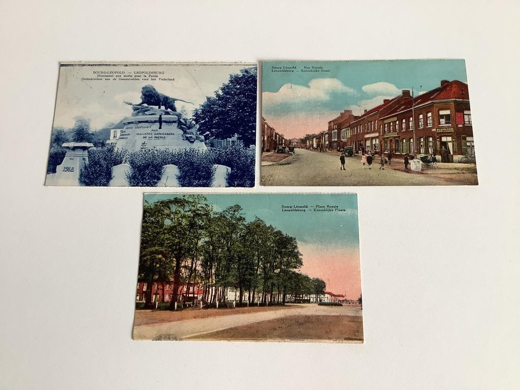 3 oude postkaarten Leopoldsburg, Verzamelen, Postkaarten | België, Ophalen, 1920 tot 1940, Gelopen, Limburg