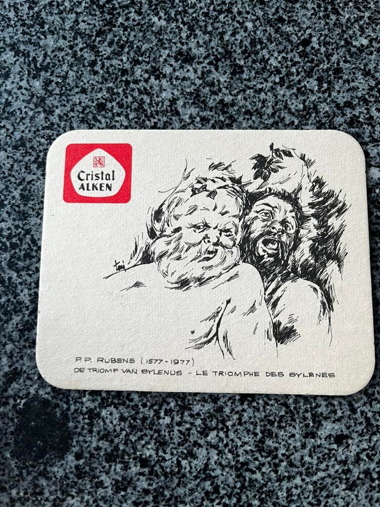 Bierkaartje Cristal Alken Rubens 1977, Verzamelen, Biermerken, Ophalen of Verzenden, Zo goed als nieuw