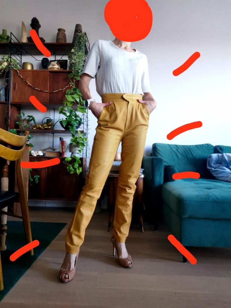 100% lederen broek maat 36, Cuir, Ophalen of Verzenden, Zo goed als nieuw, Maat 36 (S)