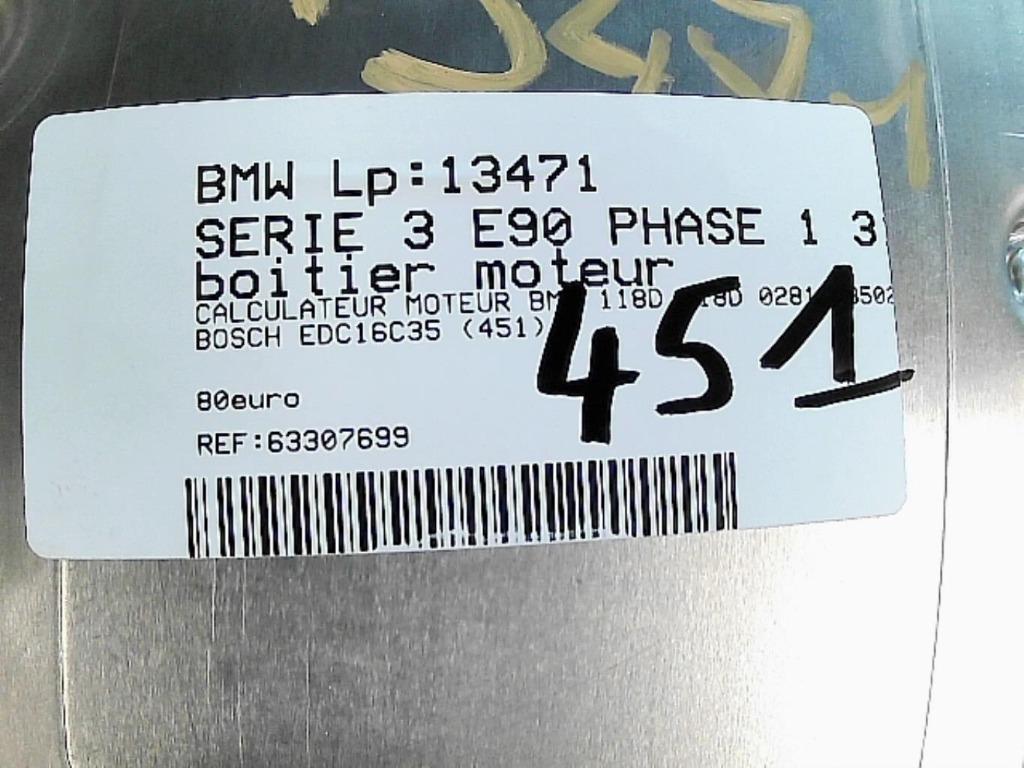 Boitier moteur BMW E90 2.0D 90kw 2005-2008 LP/13471 (451), Enlèvement ou Envoi, Utilisé, BMW