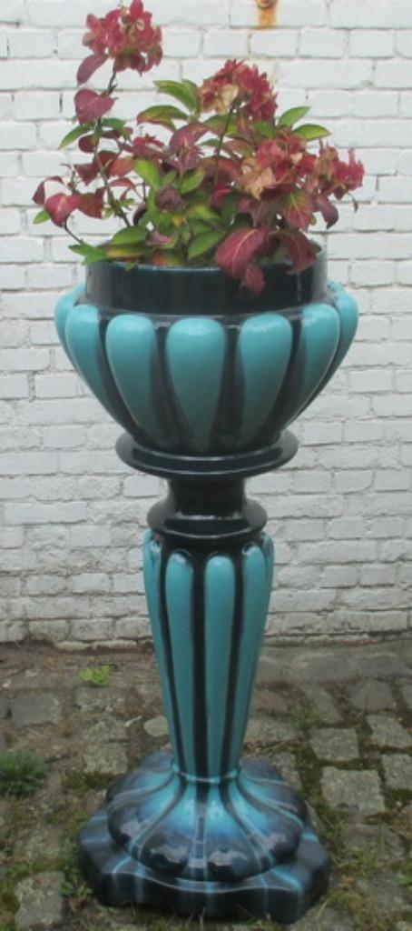 art deco Clement Massier bloemenpot met staander, Ophalen