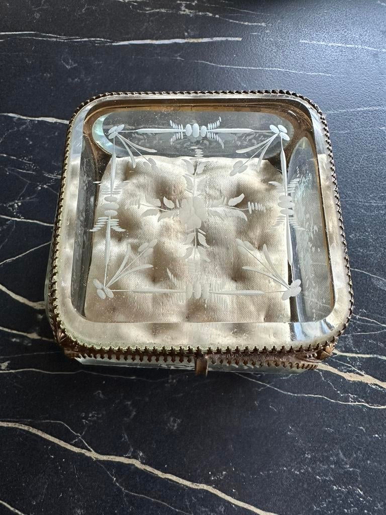 Coffret à bijoux ancien en verre, Antiquités & Art, Enlèvement ou Envoi