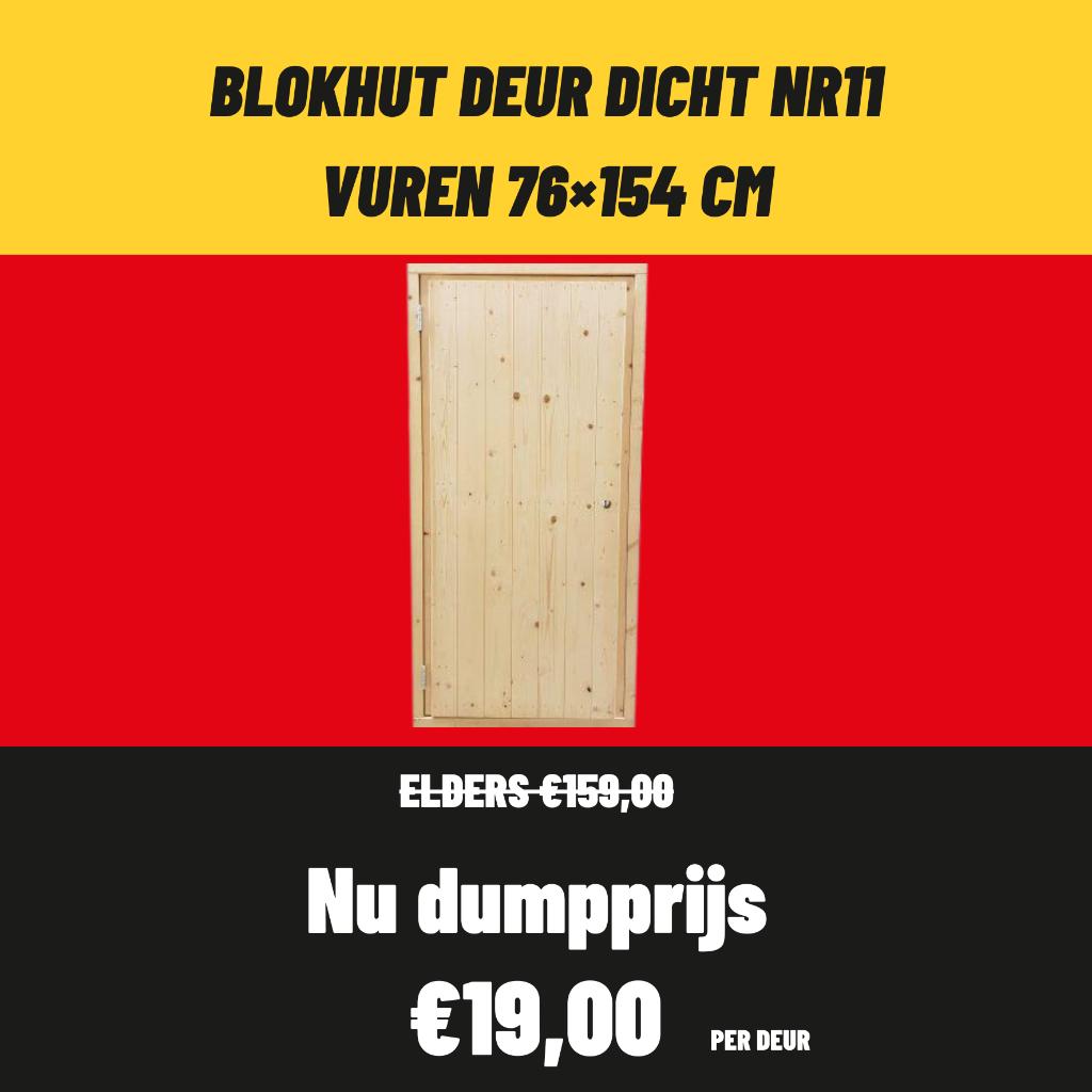 Blokhutdeur | Tuinhuis | Draai-/Kiepraam | Vuren deur & raam, Tuin en Terras, Ophalen, Nieuw, Hout, Blokhut