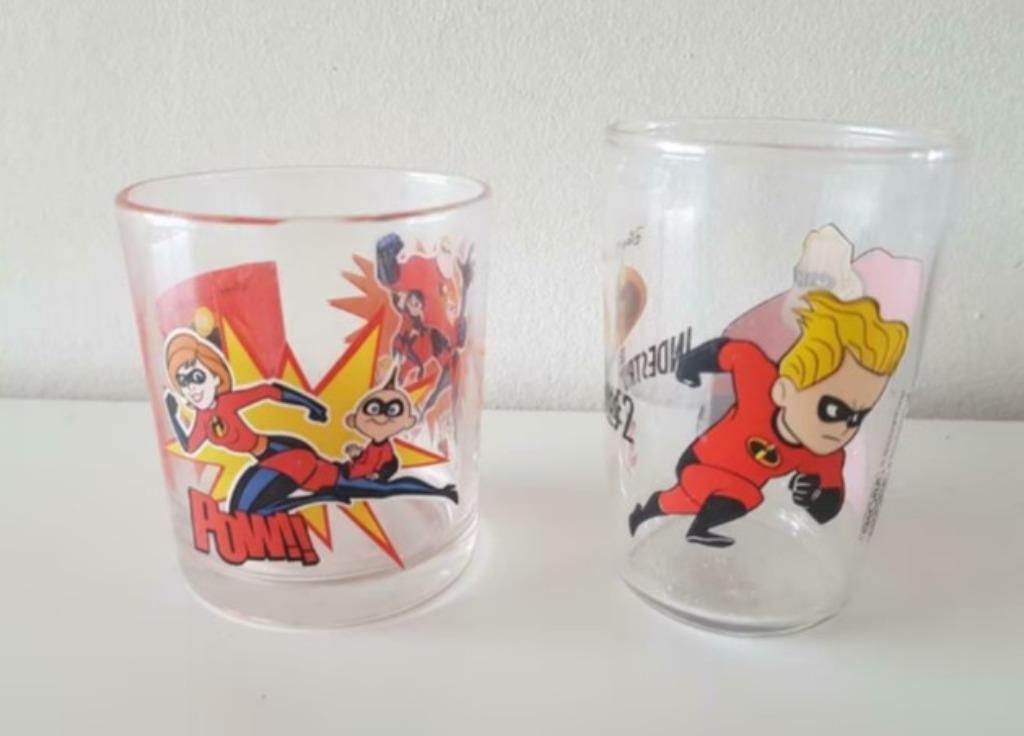 2 verres de BD du dessin animé Disney Strip Les Indestructib, Enlèvement ou Envoi, Comme neuf