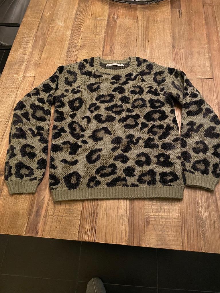 Groen/zwart gevlekte trui 158-164cm, Ophalen, Gebruikt, Meisje, Trui of Vest