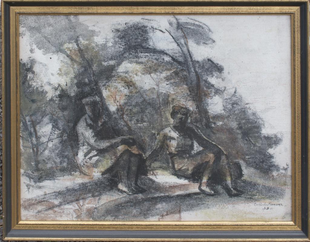 Carlo De Roover (1900-1986): Aan de rand van het bos (78x62), Ophalen of Verzenden