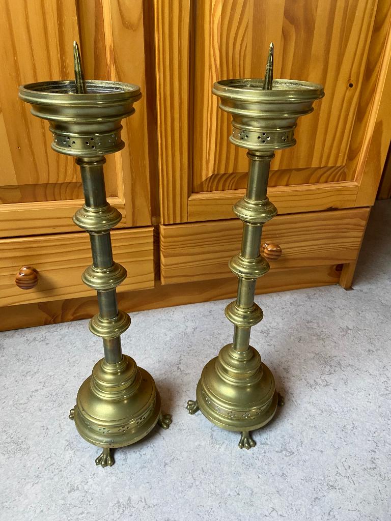Kerk kandelaars brons 50cm, Antiek en Kunst, Ophalen of Verzenden, Koper of Brons