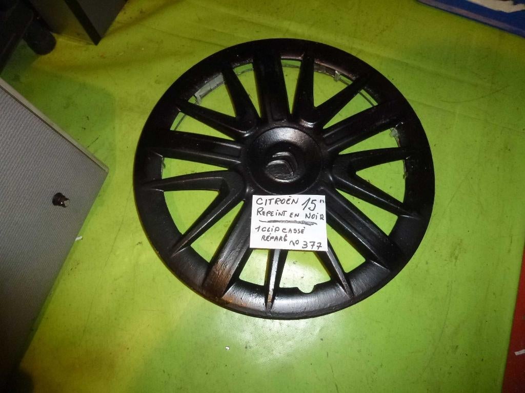 Citroën 15" wieldop (n°377) zwart gelakt - 1 stuk, Auto-onderdelen, Gebruikt, 15 inch, Velg(en), Ophalen of Verzenden