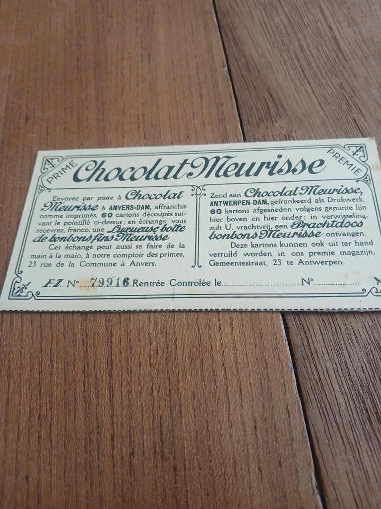 Chocolat meurisse, Enlèvement ou Envoi