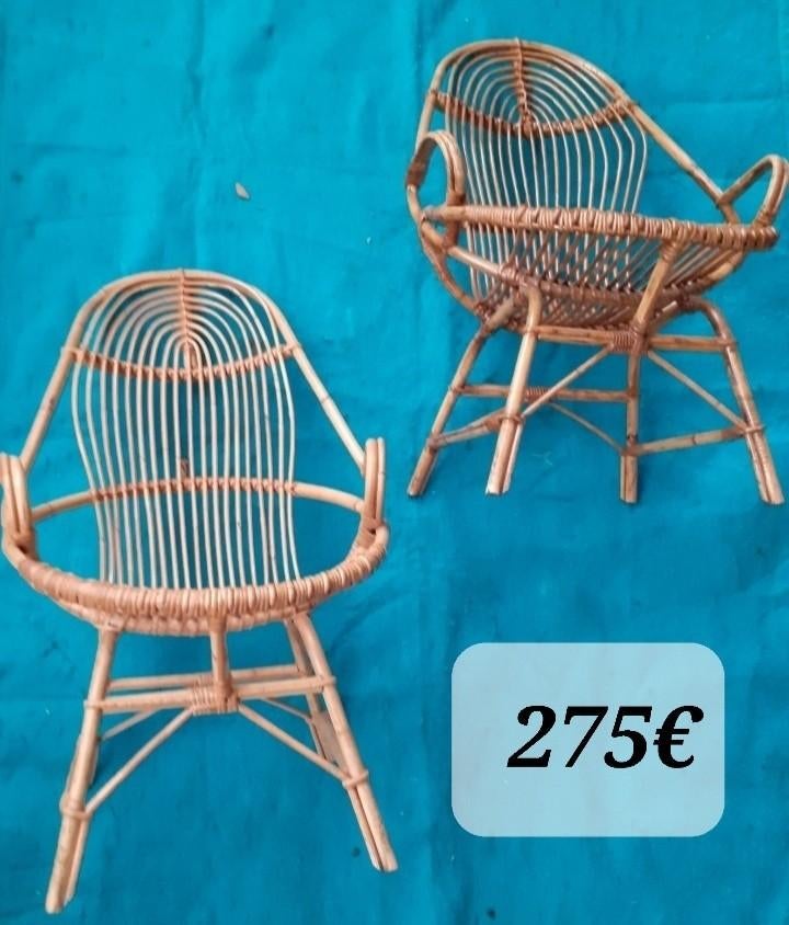2 antieke vintage rotan fauteuils, Huis en Inrichting, Fauteuils