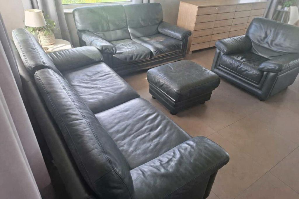 Durlet Zetel +  Houten kast (ook afzonderlijk te koop), Huis en Inrichting, Zetels | Zetels, Ophalen, Gebruikt, Leer, Rechte bank