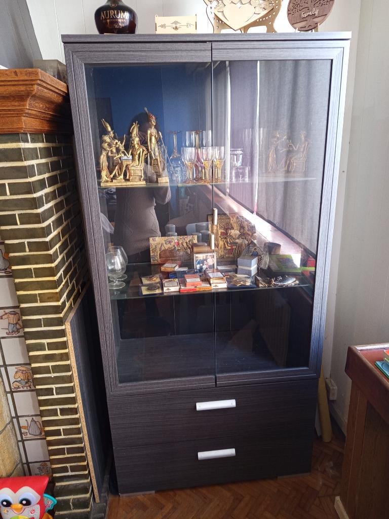 Vitrines, Huis en Inrichting, Kasten | Vitrinekasten, Ophalen, Gebruikt, Eikenhout, 50 tot 100 cm