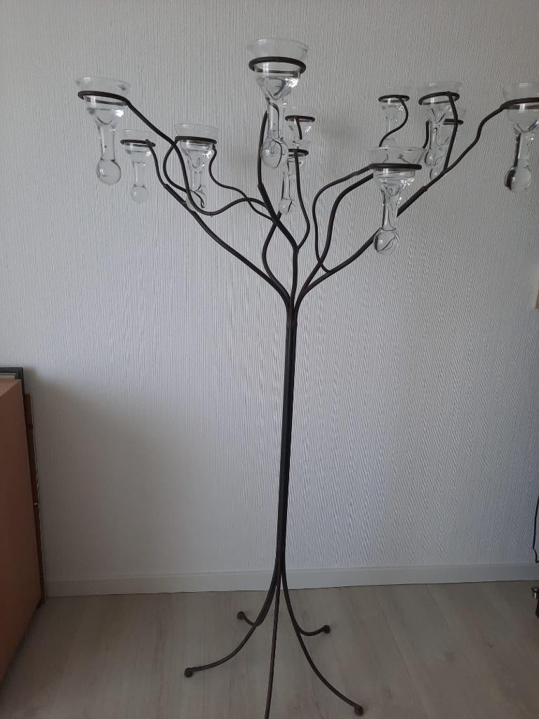 Ijzeren decoratiestaabder met 12 afdruipglaasjes, Ophalen, Gebruikt
