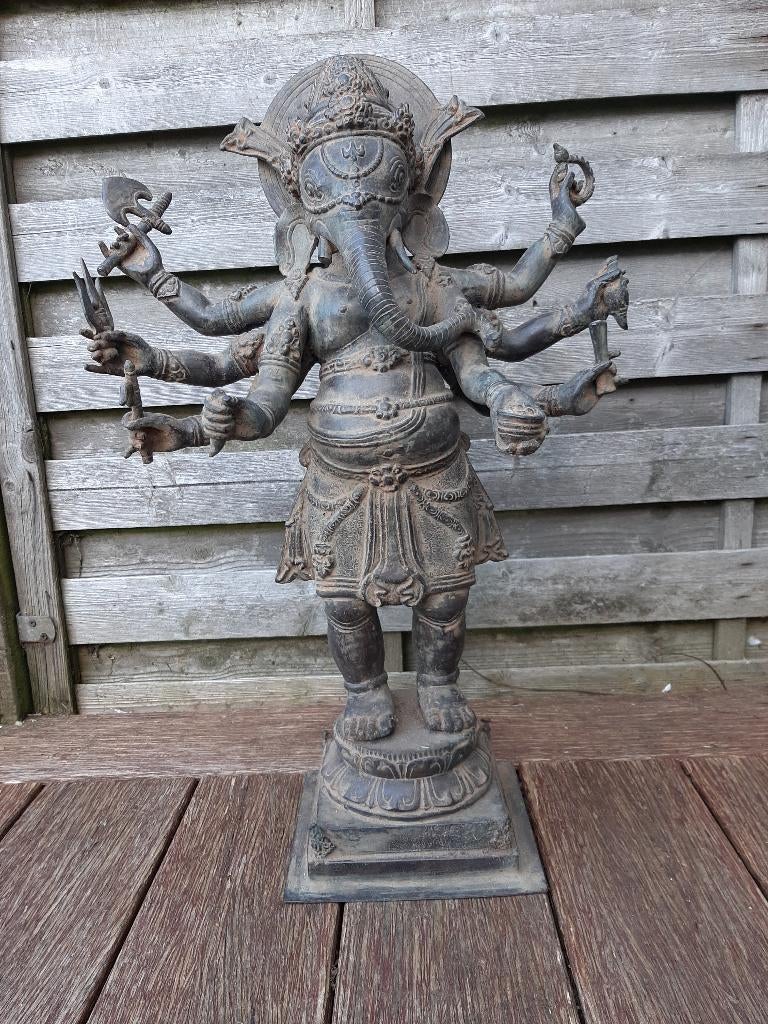 Bronzen beeld van Ganesh/Ganapati met 8 wapen/India/58 cm, Antiek en Kunst, Ophalen of Verzenden