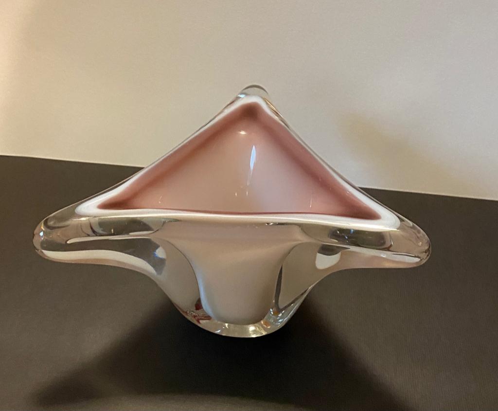 Elegante Murano glazen schaal roze opaline design, Antiek en Kunst, Ophalen