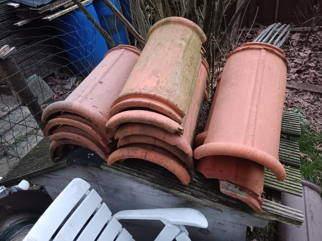 14 nokpannen oranje, als nieuw, Doe-het-zelf en Bouw, Dakpannen en Dakbedekking, Ophalen, Steen of Klei, Overige typen, Zo goed als nieuw