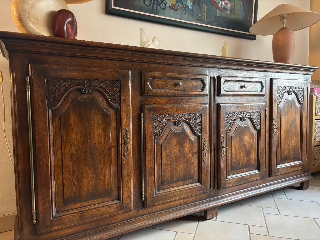 Buffet chêne massif, Avec tiroir(s), 200 cm ou plus, Fermette, Comme neuf
