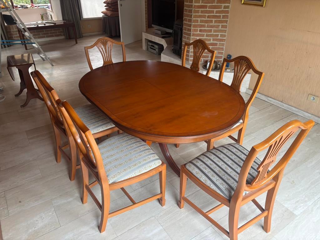 Tafel met 6 stoelen, Maison & Meubles, Salles à manger complètes, Enlèvement, Utilisé, 4 à 6 chaises