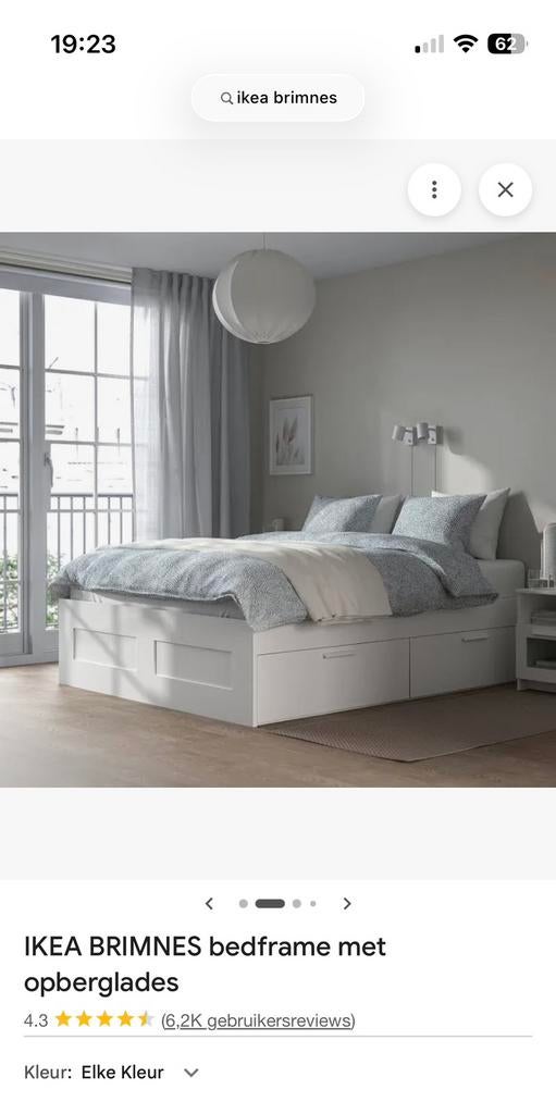 Brimnes ikea bed + matras + lattenbodem, Ophalen, Zo goed als nieuw