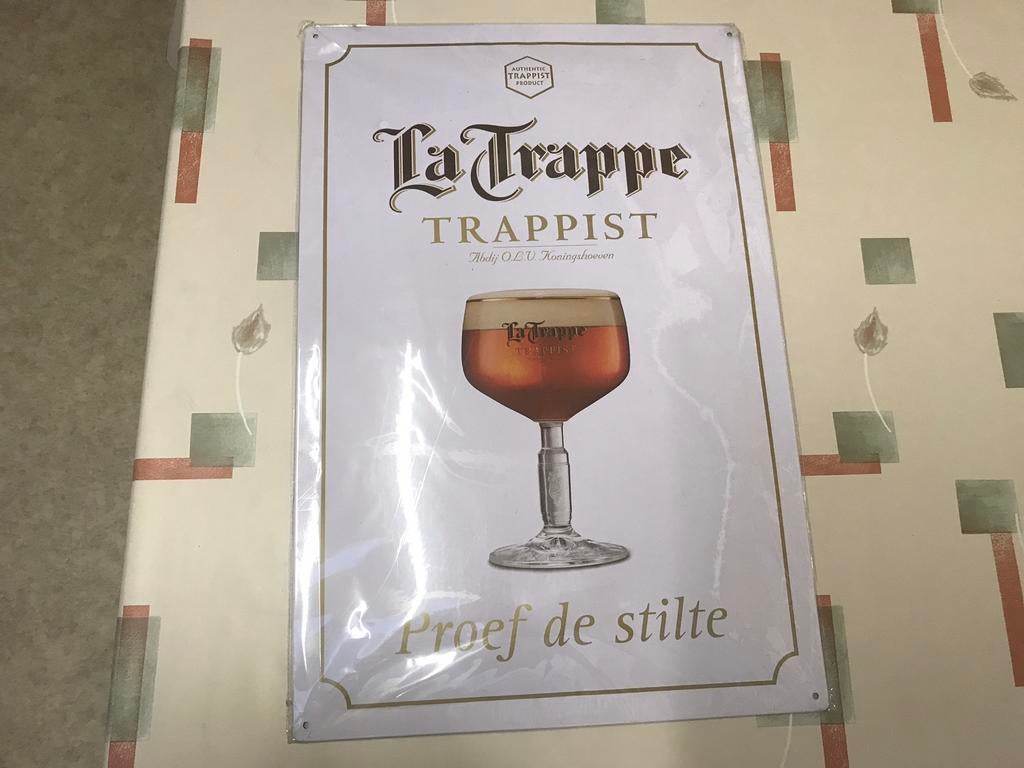 La trappe reclamebord metaal, Verzamelen, Biermerken, Zo goed als nieuw, Reclamebord, Plaat of Schild, La Trappe, Ophalen of Verzenden