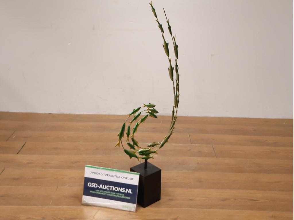 Vintage Abstract Kunstwerk van een School Vissen