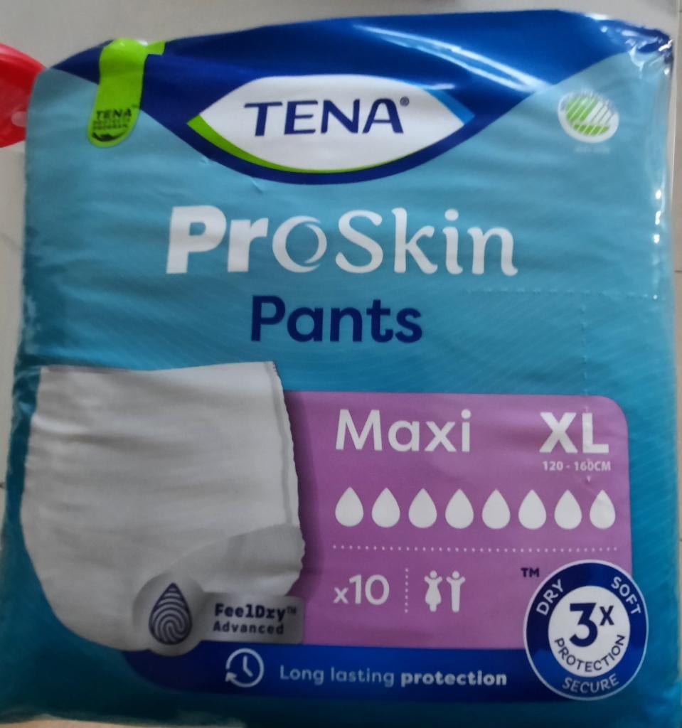 7 ongeopende pakken broekpampers van 10 stuks, ook per pak ., Tena, Ophalen, Wit, Slip