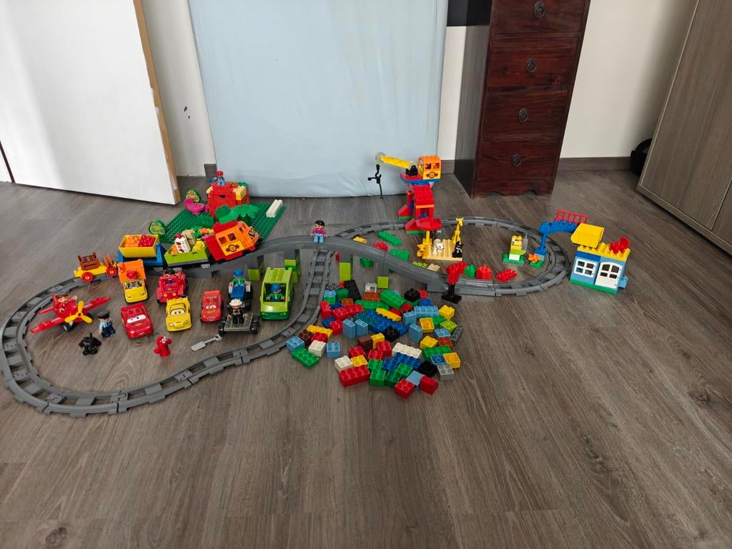 Dublo trein plus blokken zoals op de foto, Ophalen of Verzenden