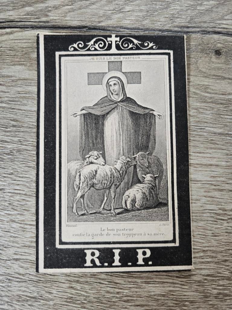 Carte de décès 1876, Loksbergen, Diest, Enlèvement ou Envoi, Image pieuse