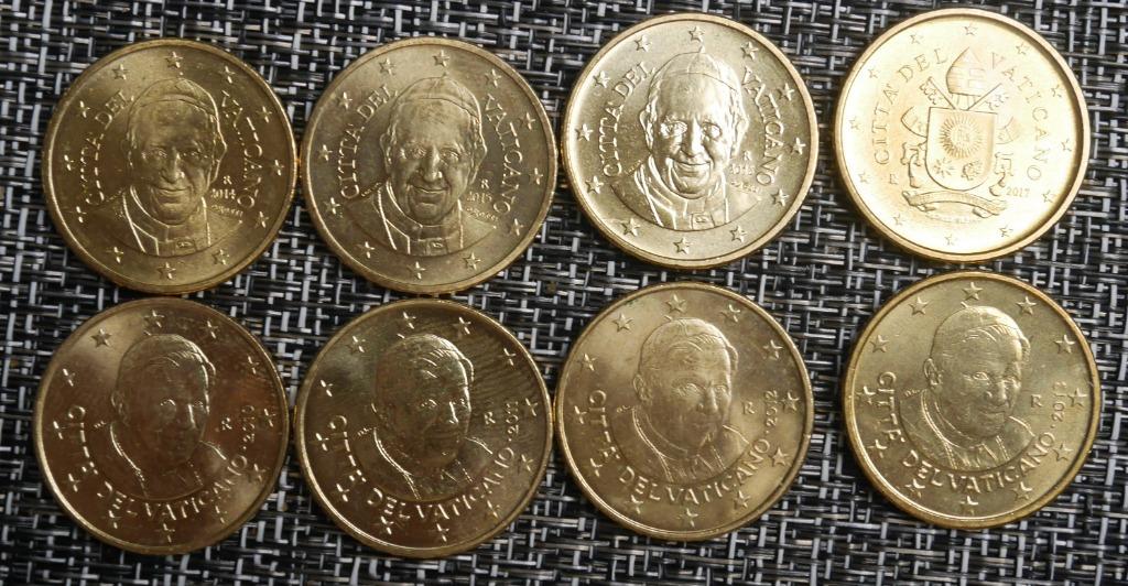 Vaticaan 50 cent 2010 - 2017 UNC, Verzenden, Vaticaanstad, 50 cent, Setje