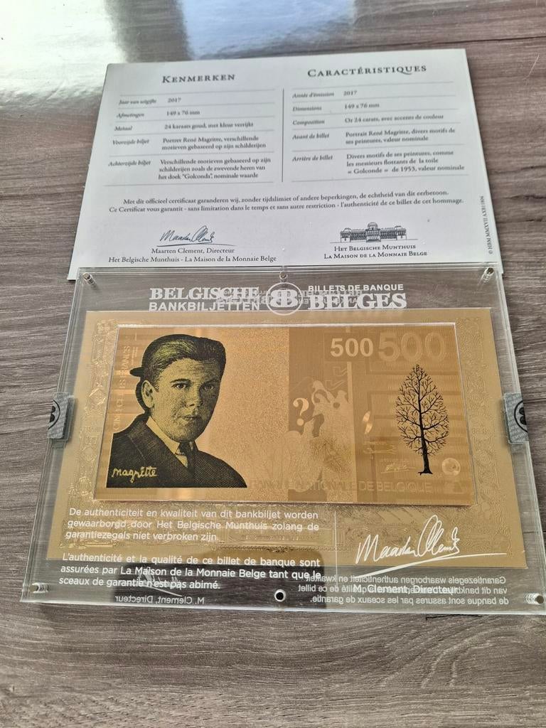 Billets de Banque Belges en Or de 24 carats., Collections, Enlèvement ou Envoi