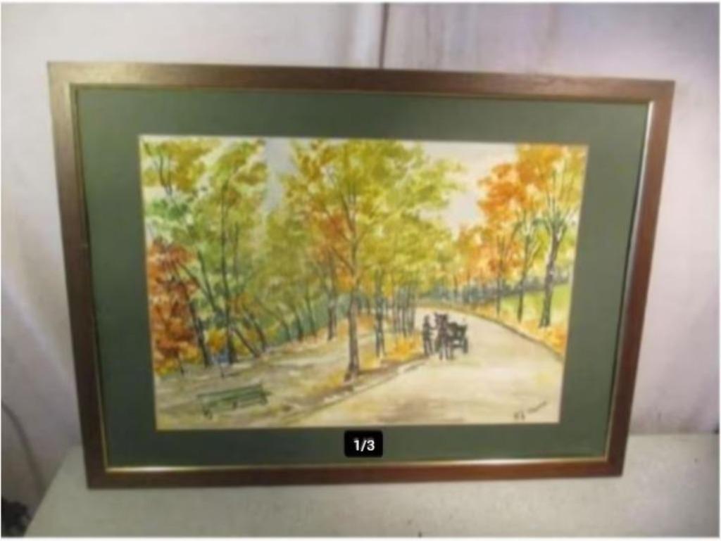 Aquarelle magnifiquement peinte « À l'extérieur à l'automne , Enlèvement ou Envoi