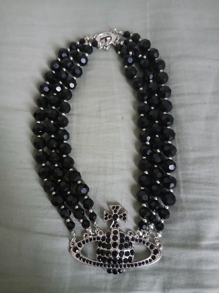 Vivienne westood rang perle noir, Enlèvement ou Envoi, Comme neuf, Noir, Argent