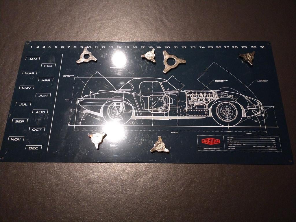 Metalen kalenderbord jaguar, Collections, Marques & Objets publicitaires, Enlèvement