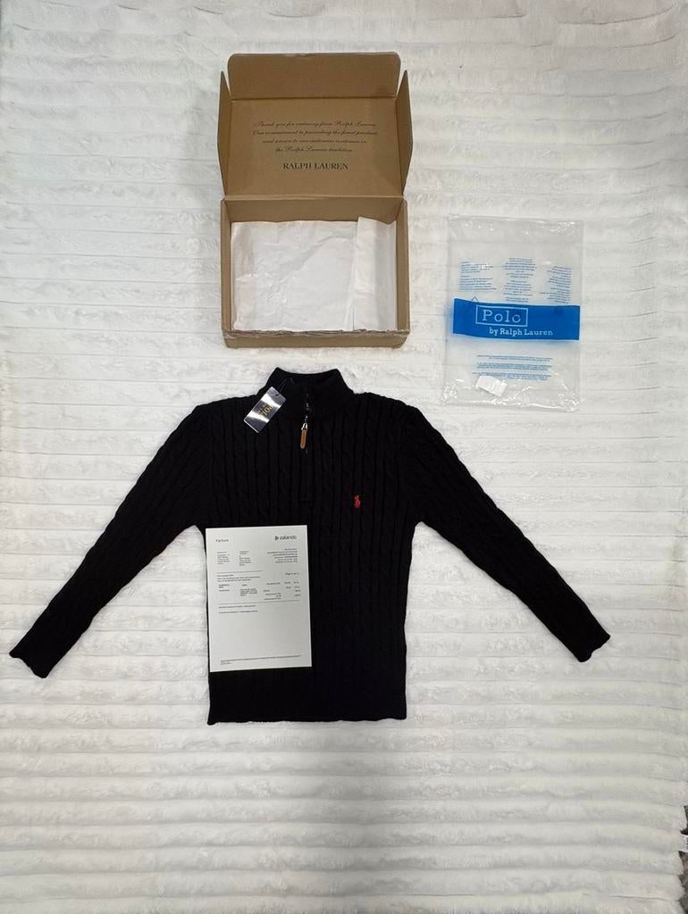 Ralph Lauren quarter zip zwart met rode paard, Verzenden, Nieuw, Maat 48/50 (M), Zwart