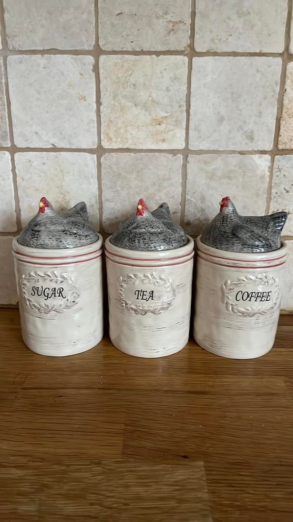 Bewaarpotten : suiker/thee/koffie, Huis en Inrichting, Ophalen, Zo goed als nieuw