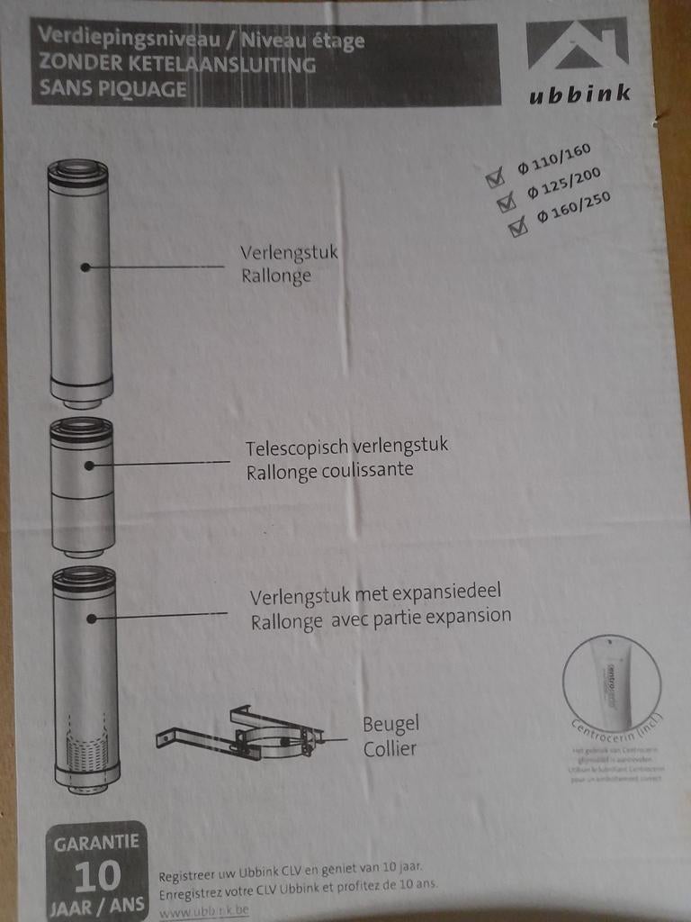 Kit Ubbink 110/160 pour chaudière, Bricolage & Construction, Enlèvement