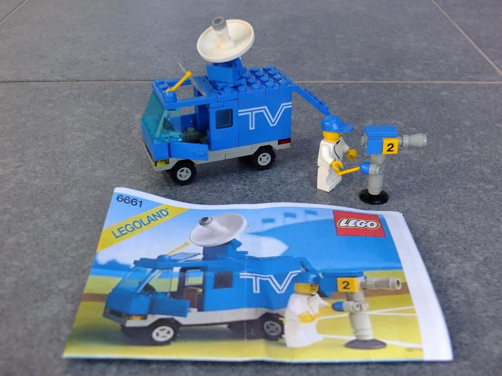 Lego Legoland 6661 - Camionnette TV (Mobile TV Studio), 1989, Ophalen of Verzenden, Gebruikt, Complete set, Lego