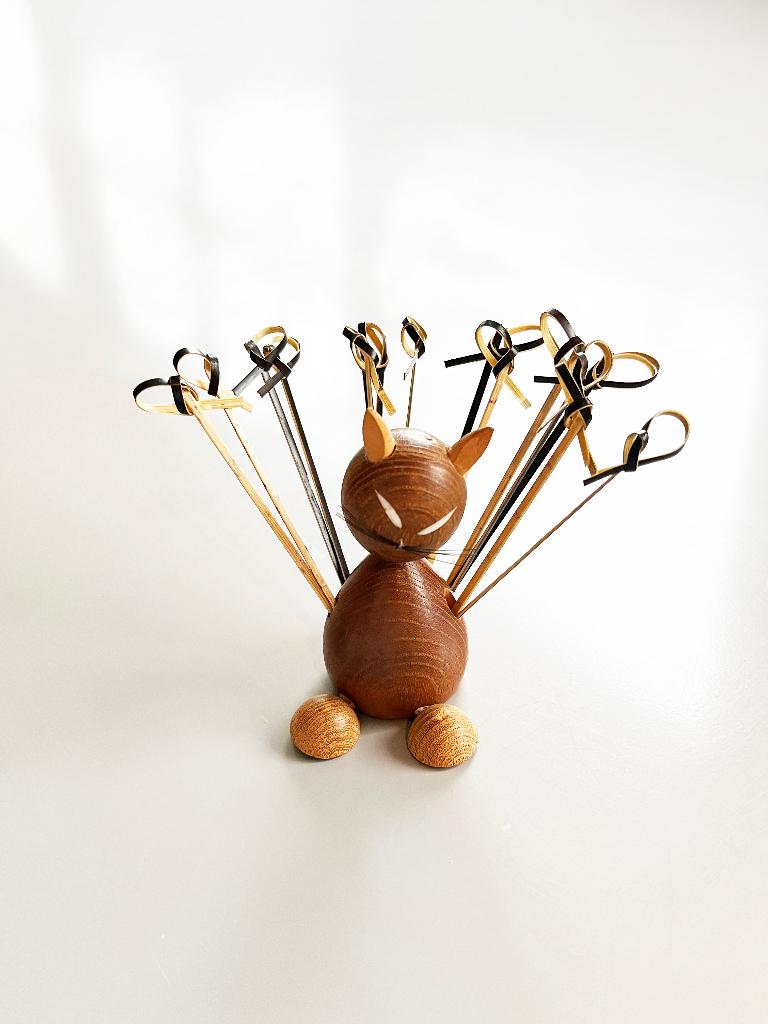 Porte-cure-dents en bois design danois vintage, Antiquités & Art, Curiosités & Brocante, Enlèvement ou Envoi