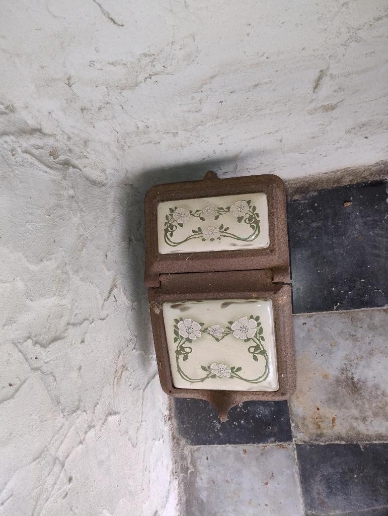 antieke kolenbak met 2 tegels, Antiek en Kunst, Ophalen