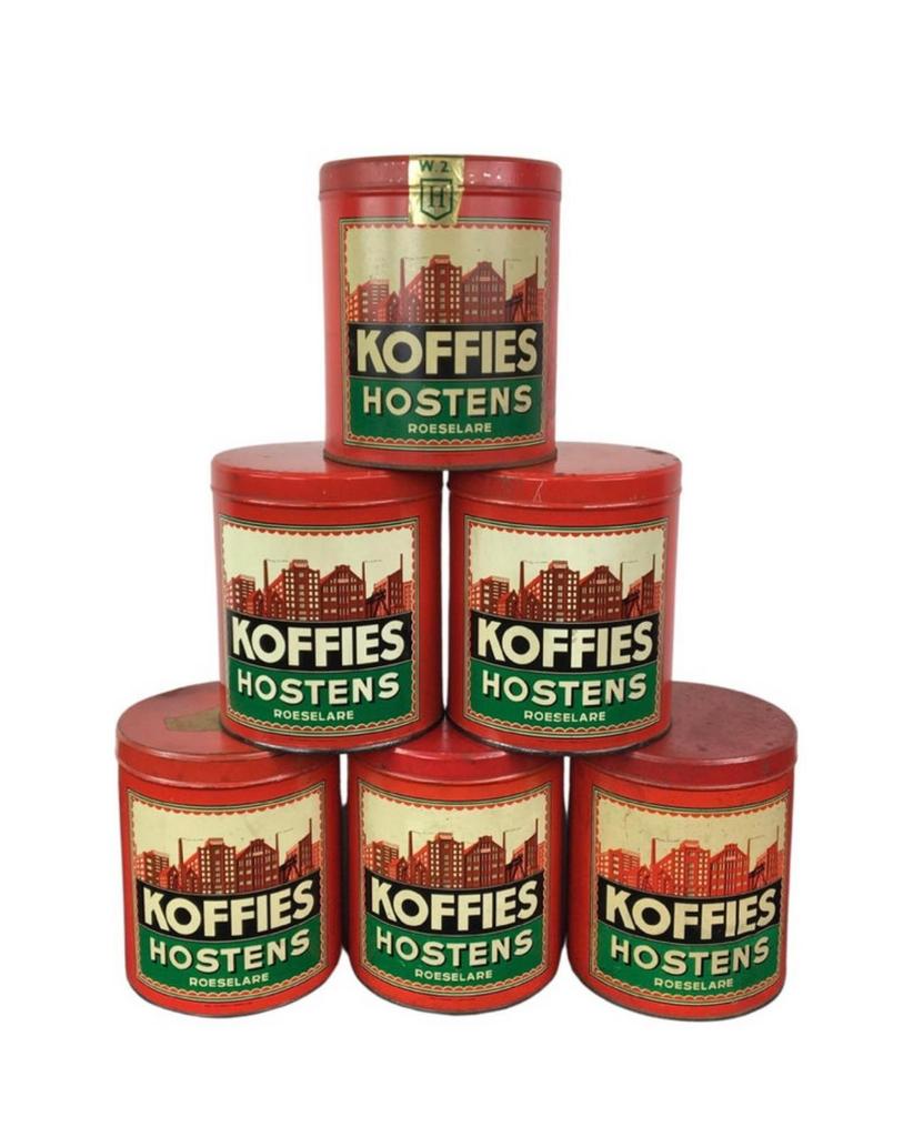 Oude Koffies Hostens Koffieblikken - 1940s, Verzamelen, Blikken, Gebruikt, Koffie, Overige merken, Ophalen of Verzenden