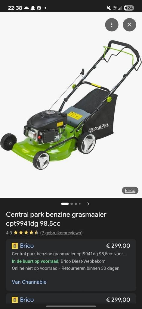 Central Park benzine grasmaaier, Tuin en Terras, Grasmaaiers, Ophalen