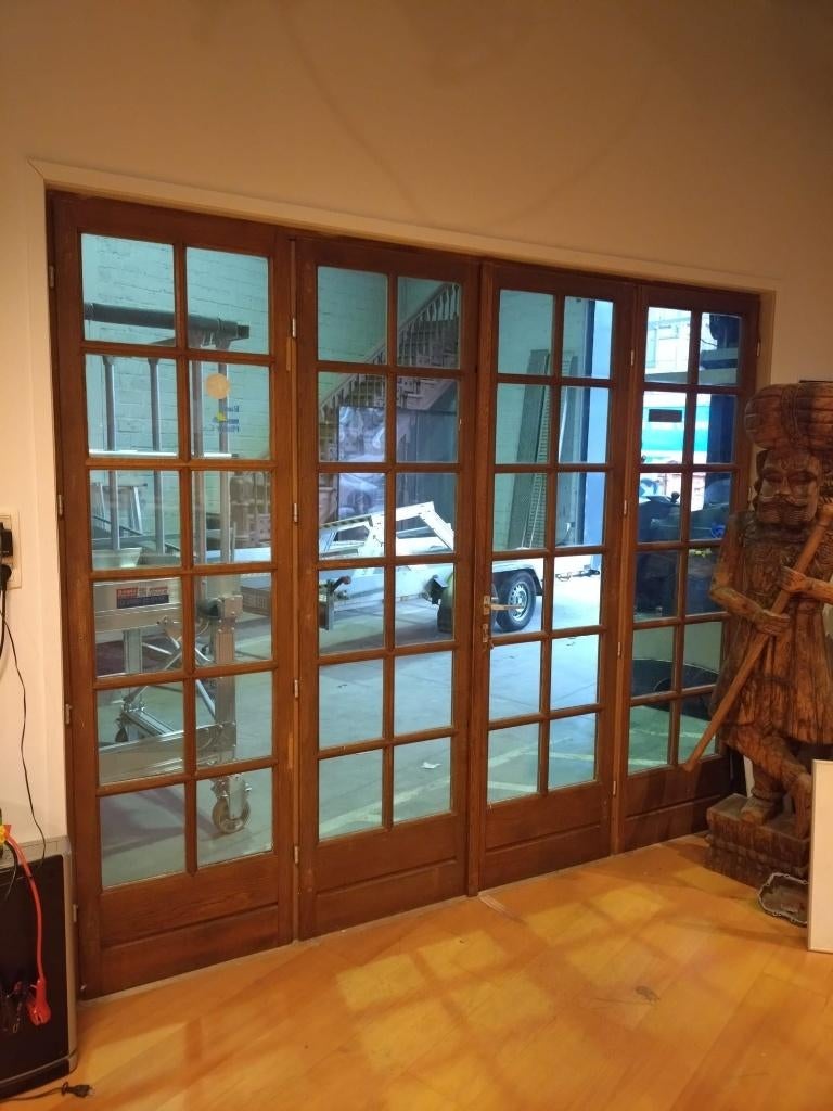 Lot eiken ramen + deur: Franse stijl (enkel glas), Enlèvement, Utilisé, Fenêtre de façade ou Vitre