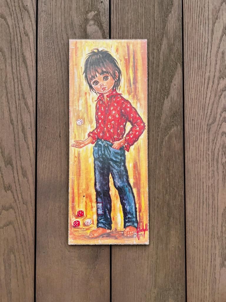 Petit garçon rétro Idylle Falconi aux grands yeux avec dés, Enlèvement ou Envoi, Maison et Meubles